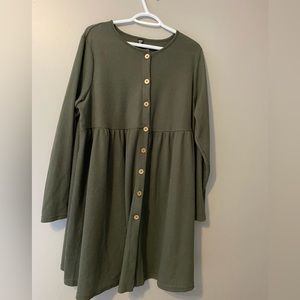 Long Sleeve Button Down Ribbed Dress